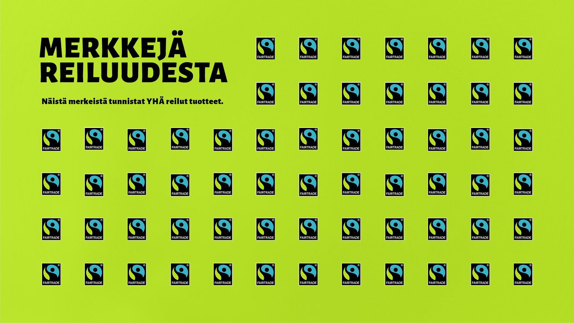 Kuvassa Reilun kaupan sertifiointimerkkejä.